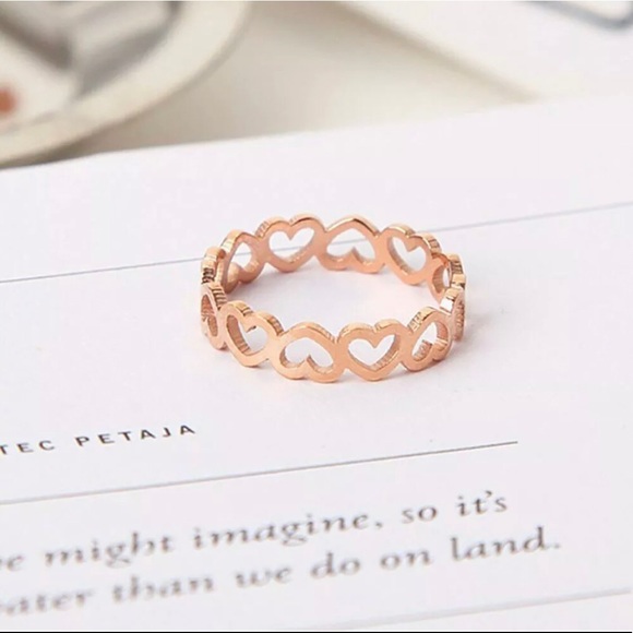 Rose Gold Open Heart Ring - Picture 4 of 7